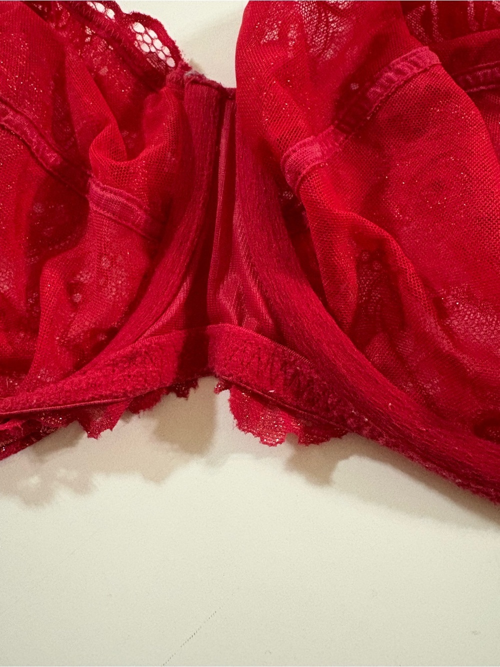 Cacique Red Lace size 44DDD Underwire Bra with Floral Detail - Picture 6 of 9